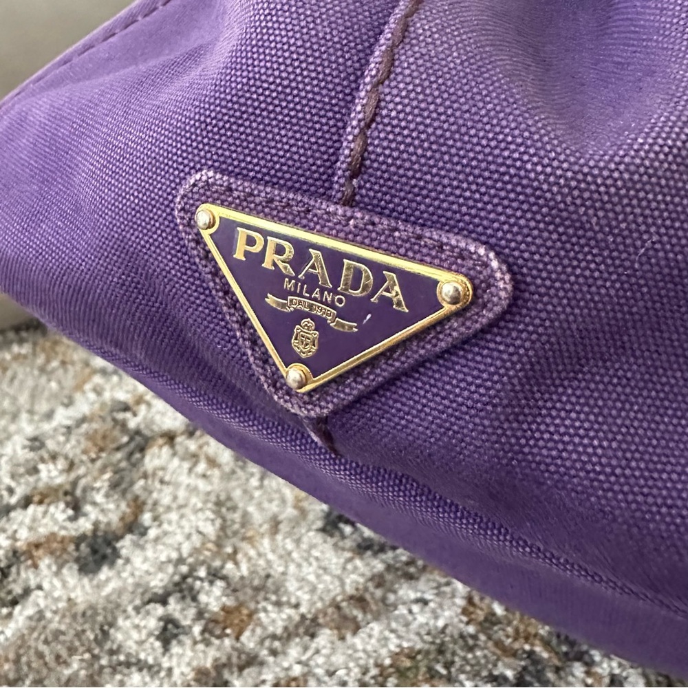 PRADA CANAPA RARE PURPLE DENIM MEDIUM TOTE BAG - Picture 8 of 16